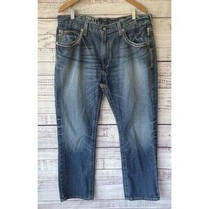Ariat M2 Jeans Mens 38x32 Blue Relaxed Straight Cut Medium Wash Western Denim